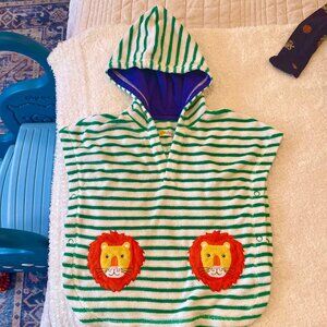 Boden - Towelling Throw On - Baby Towel Shirt - Green/Ivory Lions